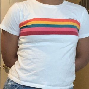 Simple White T-Shirt w/ Colored Stripes